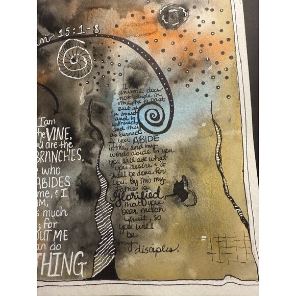 Original Watercolor Painting 9x12 Bible Verse John 15 - Picture 3 of 4